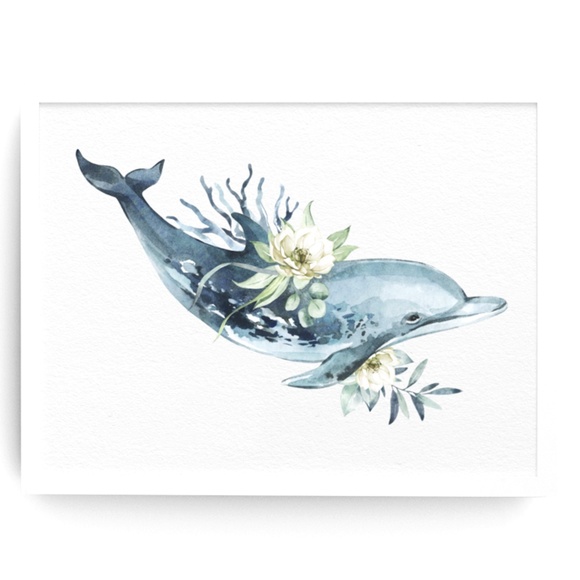 Other - Wall Art Watercolor Dolphin Print Poster Unframed